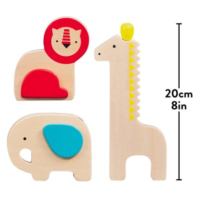 Petit Collage Set Animale muzicale cu instrumente din lemn 3 buc