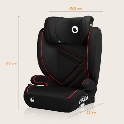 LIONELO Bilbarnstol Hugo i-Size (100-150 cm) Sporty Black Red