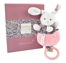 Doudou Zestaw prezentowy - Pluszowy króliczek grający melodię różowy 20 cm