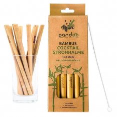 Short Bamboo Straw with Cleaning Brush, 12 pcs