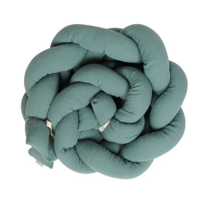 BABYMATEX Nestchen für Babybett Musselin geflochtenes Zopf - grün 200 cm