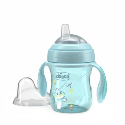 CHICCO Šalica za učenje Transition s ručkama teal, 4mj+