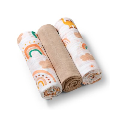 BABYONO Muslin pelene Super soft 3 kom - bež