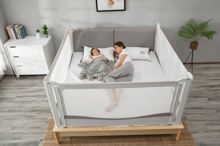 Zábrana na postel Monkey Mum® Premium - 100 cm - světle šedá
