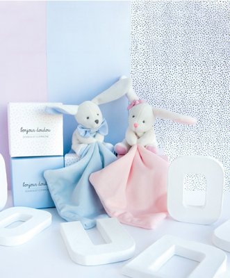 Doudou Geschenkset Rosa - Häschen mit Schmusetuch 10 cm