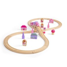 Bigjigs Rail Circuit de train en bois en forme de huit pour princesses 35 pièces