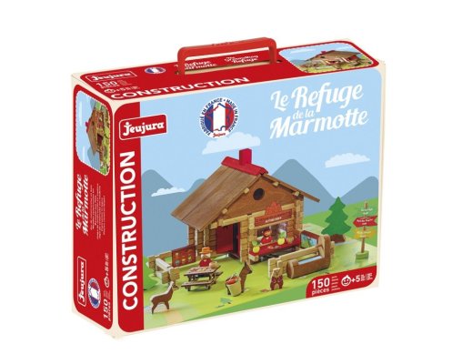 Jeujura Set de construcție din lemn 150 piese Refugiul marmotelor
