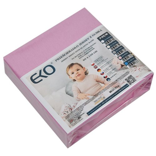 EKO lepedő elasztikus jersey rózsaszín 120x60 cm