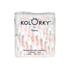 KOLORKY DAY Pañales desechables ecológicos, flores L (8-13 kg) 19 uds