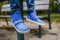 Be Lenka Children's winter barefoot shoes Panda 2.0 - Blue & White