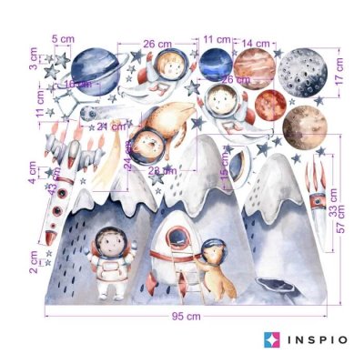 Naklejki na ścianę - Mali astronauci i kosmos