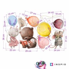 Vinilos decorativos - Animales con globos en colores pastel