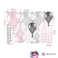 Стикери за стена - Розови самозалепващи се балони в норвежки стил