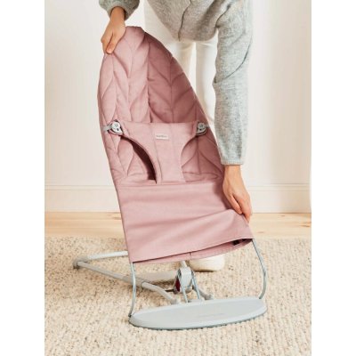 BABYBJÖRN Lounger Bliss Dusty pink Petal Woven, hellgraue Konstruktion