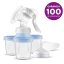 Philips AVENT Tire-lait manuel avec système VIA + Sacs de lait maternel 180 ml, 25 pcs