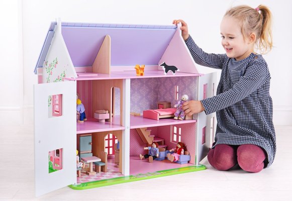 Bigjigs Toys Rosa Puppenhaus