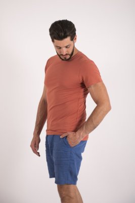 T-shirt da uomo KR sottile scollo a U Outlast® - color cannella