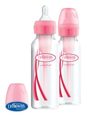 DR.BROWN'S Options+ biberon anti-colique étroit 2x250 ml en plastique, rose