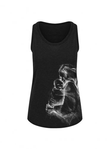 Camiseta sin mangas de mujer Monkey Mum® negra - mamá cargando