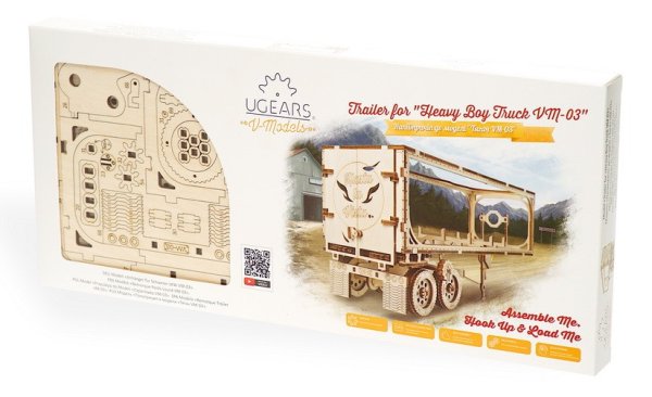 Ugears 3D drewniane mechaniczne puzzle Naczepa do ciągnika Heavy Boy