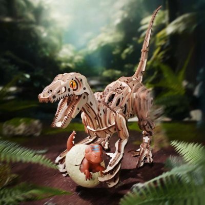 RoboTime 3D drewniana mechaniczna układanka Velociraptor