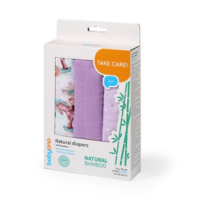 BABYONO Bambuswindeln 3 Stück Violett, 70x70 cm