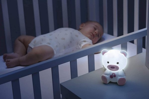 CHICCO Nachtlicht mit Musik-Teddybär rosa ab 0 Monaten