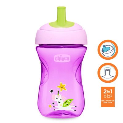 Kubek CHICCO Advanced ze słomkowym ustnikiem 266 ml fioletowy 12m+