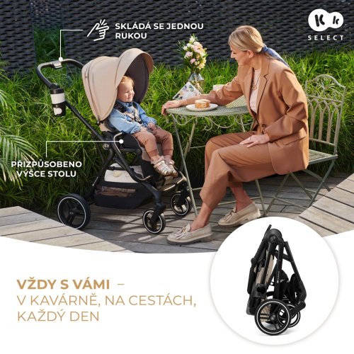 KINDERKRAFT SELECT Детска количка комбинирана Yoxi 2в1 Sand Beige