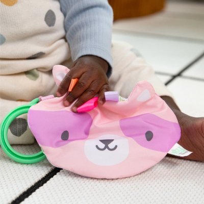 INGENUITY Sensorik-Spielzeug am C-Ring Crinklet™ Waschbär Deni 0m+