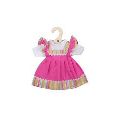 Bigjigs Toys Różowa sukienka z paskowanym obszyciem dla lalki 28 cm