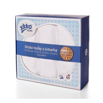 KIKKO Bawełniane organiczne ręczniki/pieluszki Old Times 90x100 (3 szt.) - białe