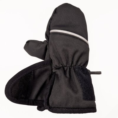 Guanti con pollice in softshell STRETCH Outlast® - nero-ricamo grigio