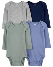 Body CARTER'S z długim rękawem, niebieskie/zielone/szare, chłopięce, 4 sztuki, 6 m/rozmiar. 68