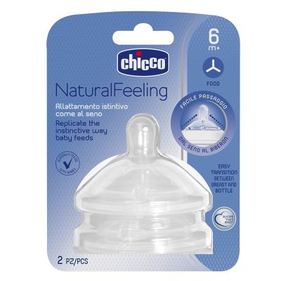 CHICCO Sauger für Natural Feeling Flasche Silikon für Brei 6m+ 2 Stk.