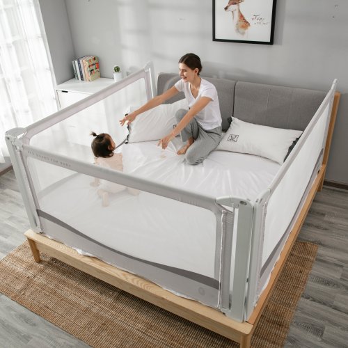 Zábrana na postel Monkey Mum® Premium - 180 cm - světle šedá
