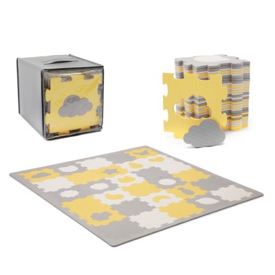 KINDERKRAFT Schaumstoff-Puzzlematte Luno Shapes 185 x 165 cm Gelb, 30 Stück, Premium