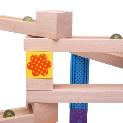 Bigjigs Toys Pista per biglie in legno colorata