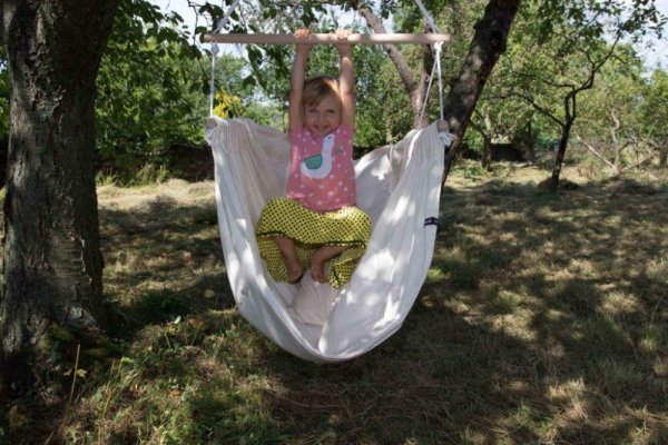 Viseči fotelj krem HOJDAVAK MAXI z blazino, vrv črna - Notranja tkanina