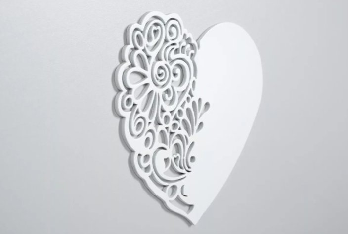 KLUPS Lettino NEL Heart 120 x 60 cm bianco-grigio