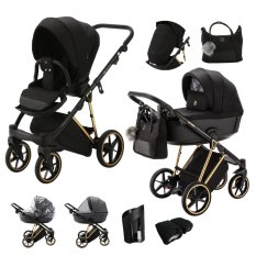 ADAMEX Carrinho de bebé combinado Belissa Special Edition Black/Gold