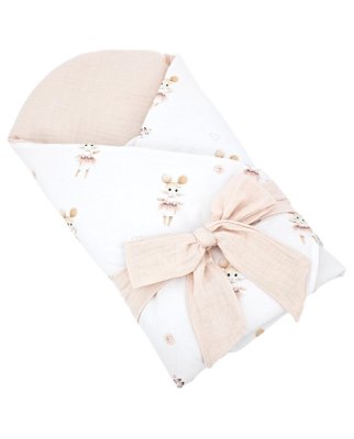 EKO Muslin Filt med kokosinsats och rosett Ballerina Mouse 75x75cm