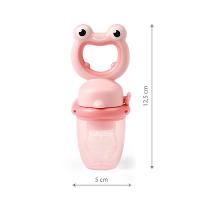 BABYONO Silikon-Schnuller zum Füttern von Frog Pink ab 6 Monaten