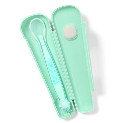 BABYONO Silikonlöffel mit Deckel grün 6m+