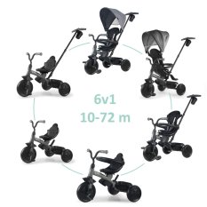 QPLAY Tricycle Elite Platinum Grey, 6 en 1, âge 10-72 mois