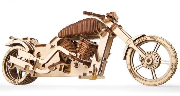 Ugears Drewniane Puzzle Mechaniczne 3D VM-02 Motocykl (chopper)