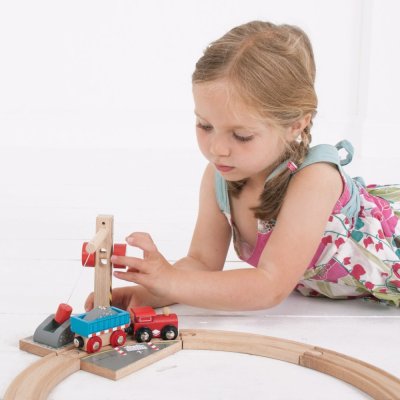 Bigjigs Rail Kran mit Kies