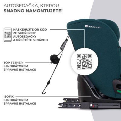 KINDERKRAFT Bilbarnstol Oneto3 i-Size 76-150cm + Isofix Cool grey