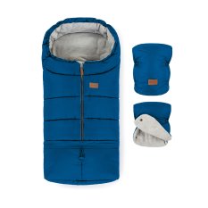 PETITE&MARS Set saco invierno Jibot 3en1 + guantes cochecito Jasie Azul Océano