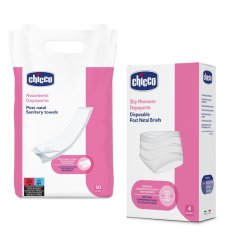 CHICCO Podpaski poporodowe 30 szt. + Elastyczne majtki poporodowe 4 szt